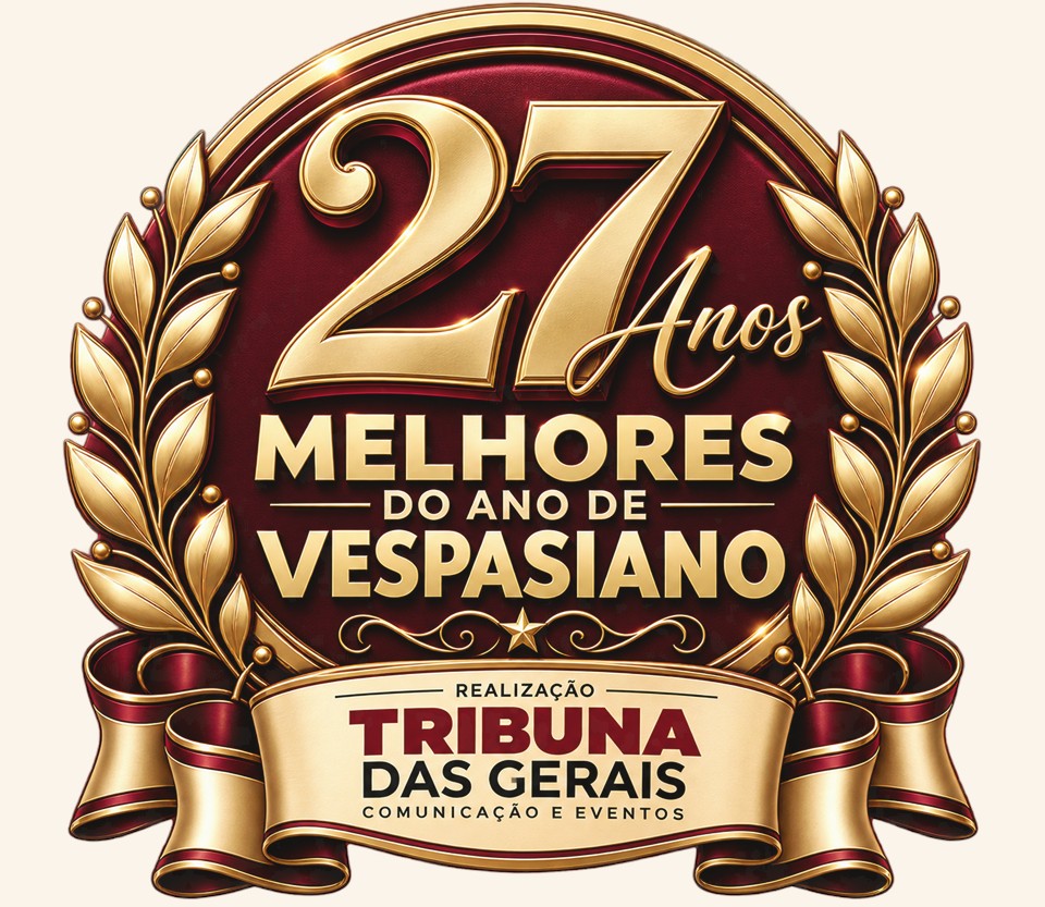 Brasão comemorativo de 27 anos do Melhores do Ano de Vespasiano - realização Tribuna das Gerais