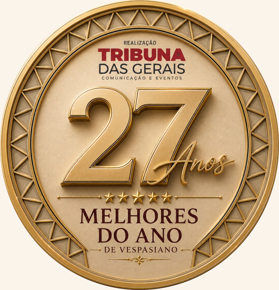 Brasão comemorativo de 27 anos do Melhores do Ano de Vespasiano - realização Tribuna das Gerais